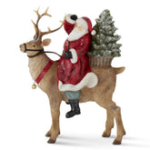 10.25" Glittered Santa Riding Reindeer