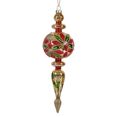 10.5" Glass Elegant Holly Finial Ornament