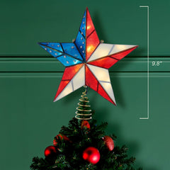 10-Light Capiz American Flag Inspired Star Tree Topper