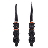 10" Unscented Cat With Witch Hat Shaped Taper Candles Box Set/2