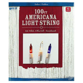 100 Count Red, White & Blue Americana Incandescent Light String