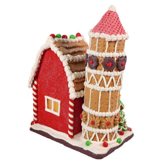 11.75" LED Lighted Gingerbread Barn Table Piece