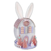 12.5" Lighted LED Pink & Purple Easter Bunny Ears House