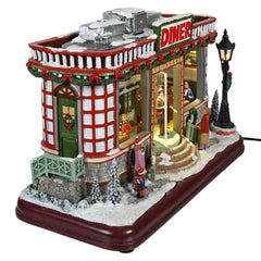 12" Animated Winter Scene Diner With Lights & Music