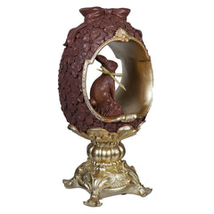 12" Gold & Chocolate Bunny & Egg Pedestal