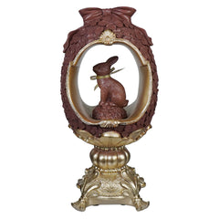 12" Gold & Chocolate Bunny & Egg Pedestal