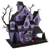 12" Lighted Purple Haunted House