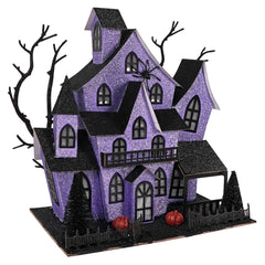 12" Lighted Purple Haunted House