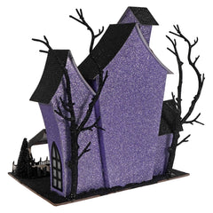 12" Lighted Purple Haunted House