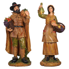12" Resin Harvest Pilgrim Couple
