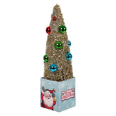 12" Retro Santa Gift Box With Ornamented Tree
