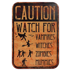 12" Vintage Design Halloween Caution Sign