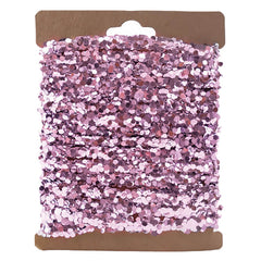 120" Pink Finish String Glitter Garland On Kraft Card