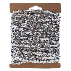 120" Silver Finish String Glitter Garland On Kraft Card