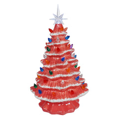 14.5" Large Lighted Pink Ceramic Christmas Tree