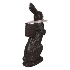 14" Large Chocolate Colored Standing Bunny With Basket