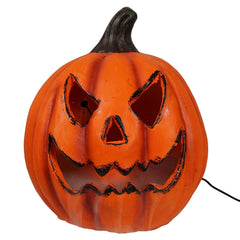 14" Lighted Sinister Magnesium Smoking Halloween Pumpkin