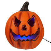 14" Lighted Sinister Magnesium Smoking Halloween Pumpkin