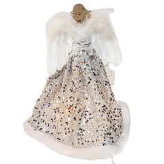 14" UL 10-Light Silver & Ivory Angel Tree Topper