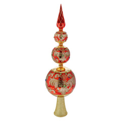 15.75" Bellissimo Glass Red & Gold Finial Tree Topper