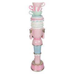 15.75" Pastel Resin Dessert Toy Soldier Balancing Teacups