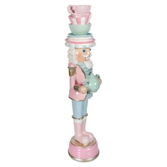 15.75" Pastel Resin Dessert Toy Soldier Balancing Teacups