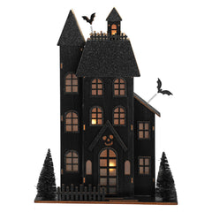 16.5" Large Lighted Haunted House Featuring Skull Face & Flying Bats