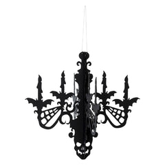 17" Hanging MDF Interlocking Black Chandelier With Bats