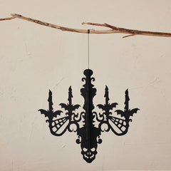 17" Hanging MDF Interlocking Black Chandelier With Bats