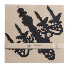 17" Hanging MDF Interlocking Black Chandelier With Bats