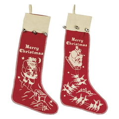 18" Red Retro Large Bell Stockings Set/2