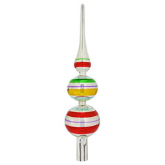 1950's Retro Striped Early Years Glass Finial Tree Topper