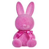 20" Large Flocked Hot Pink Sitting Bunny