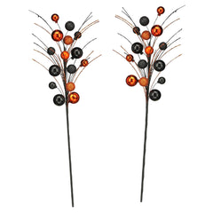 20" Orange & Black Glitter Halloween Ball Sprays Set/2