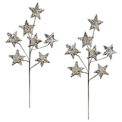 22" Champagne Glitter Finish Paper Star Spray Set/2