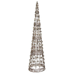 24" Champagne Medium Filigree Wire Cone Tree With Jewels