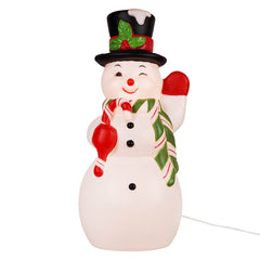 24" Large Lighted Retro Outdoor Jolly Snowman Blow Mold