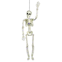 24" Purple LED Lighted Halloween Hanging & Jointed Skeleton