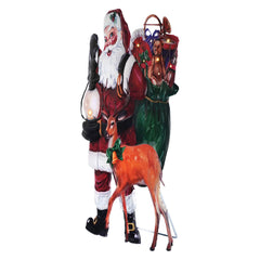 26" Large LED Lighted Metal Holiday Santa & Reindeer Sign With Easel