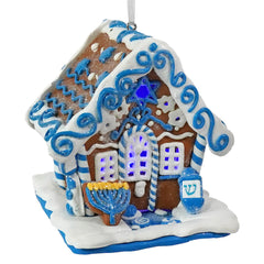 3.5" LED Lighted Claydough Gingerbread Hanukkah House Ornament