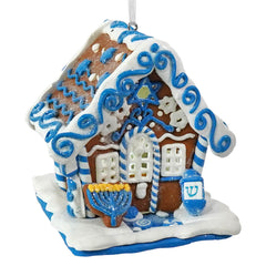 3.5" LED Lighted Claydough Gingerbread Hanukkah House Ornament