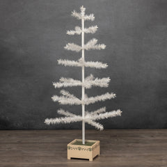 36" Ivory Feather Tree With Wood Base