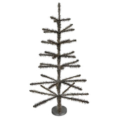 36" Pewter Tinsel Tree With Beaded Tips