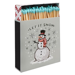 4.25" Long Safety Matches In Embossed "Let It Snow" Snowman Matchbox