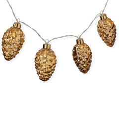 43" Mercury Glass LED Lighted Gold Pinecone Garland