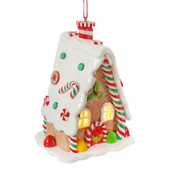 5" LED Lighted Claydough Gingerbread A-Frame House Ornament