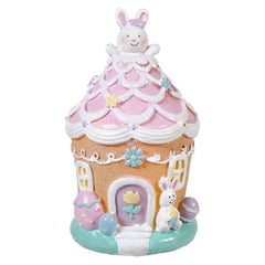 6.5" Lighted Resin Easter Bunny Pink Ice Cream House