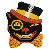 14" Spooky Whimsy Retro Black Cat Shaped Pillow