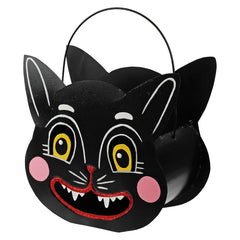 8" Cutout Creeper Black Cat Lantern Bucket