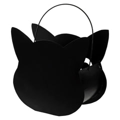 8" Cutout Creeper Black Cat Lantern Bucket